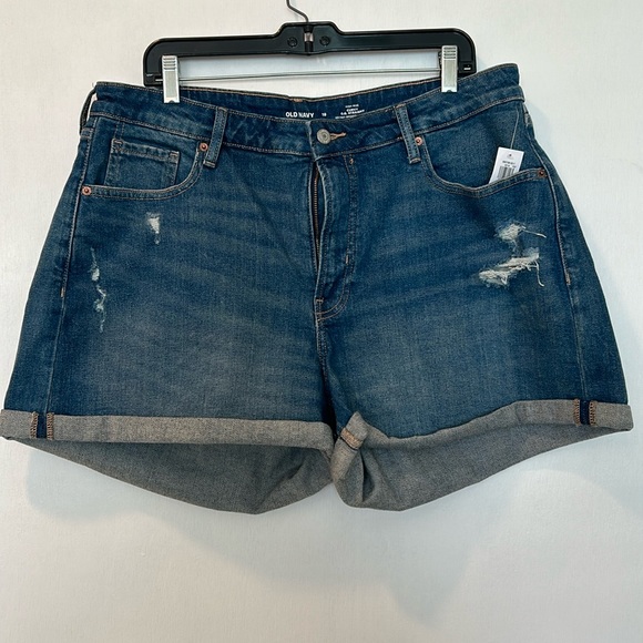 Old Navy Pants - OLD NAVY CURVY STRAIGHT SHORTS SIZE 18 BLUE NEW DISTRESSED